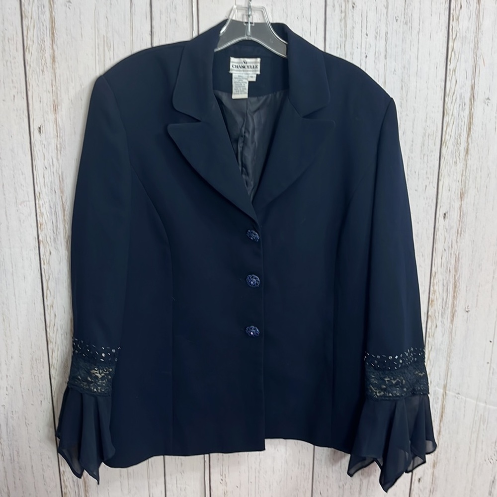 Mother of the Bride Navy Blue Skirt Set Beaded Size 16 - Picture 3 of 16